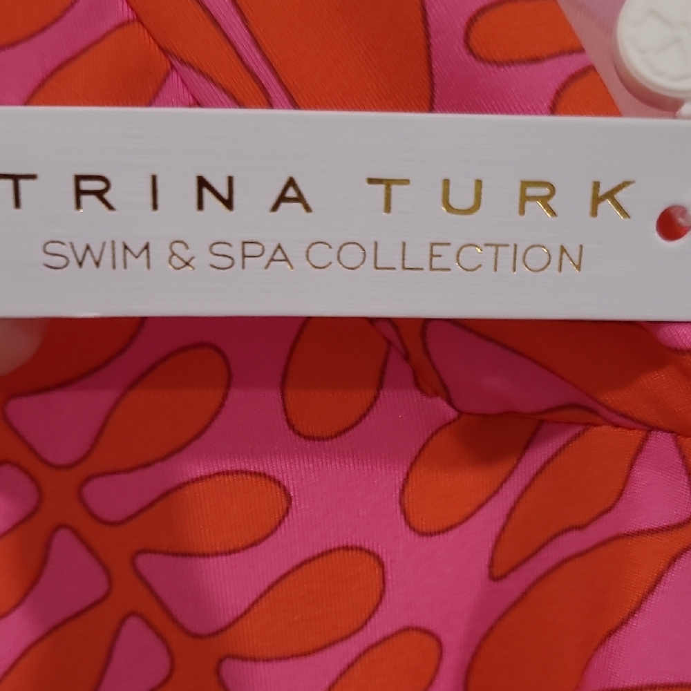 Trina Turk Vibrant Pink Leaf Tunic. Swim Coverup - Picture 3 of 7